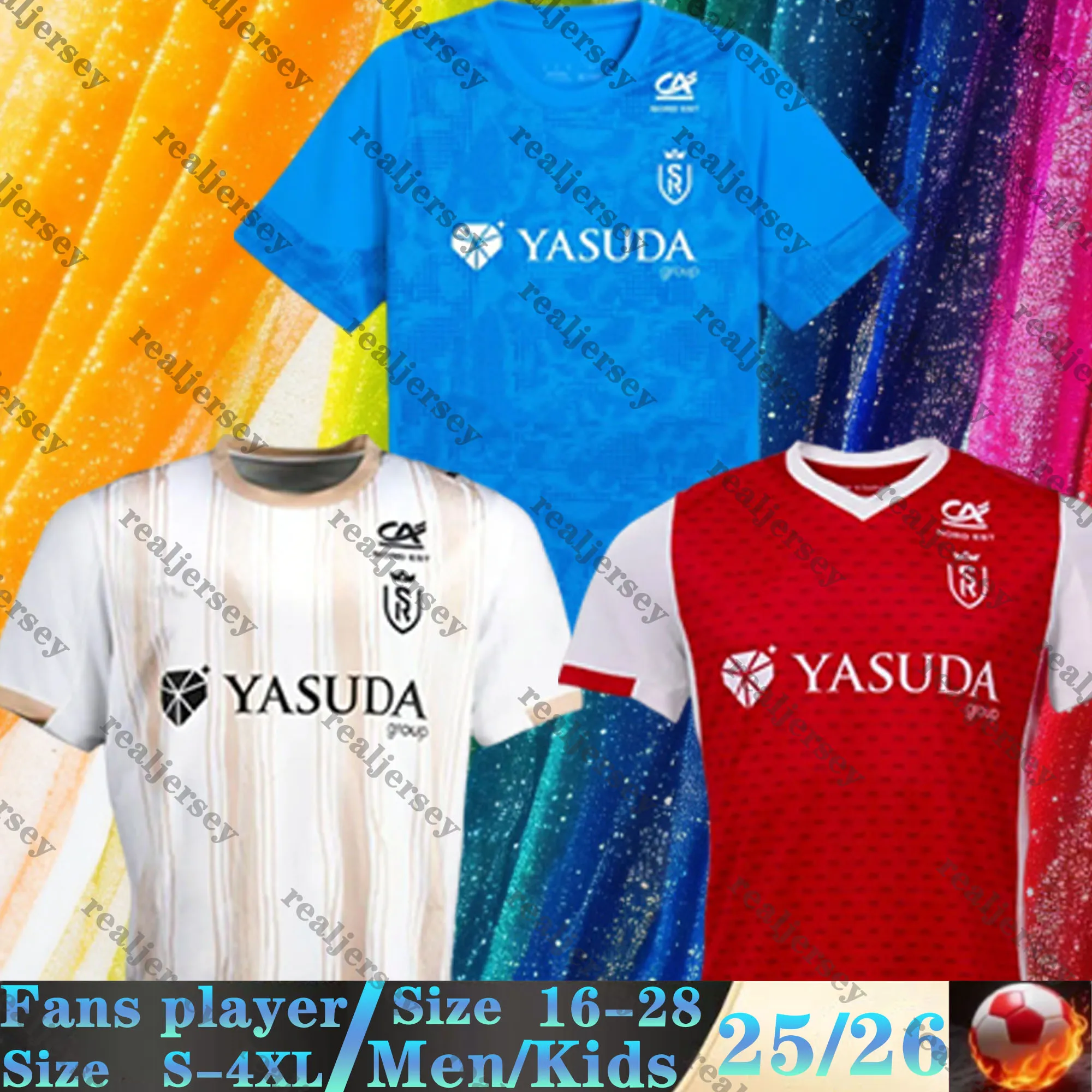 25 26 Stade De Reims Soccer Jerseys AGBADOU ITO DARAMY SALAMA Home - Main Image