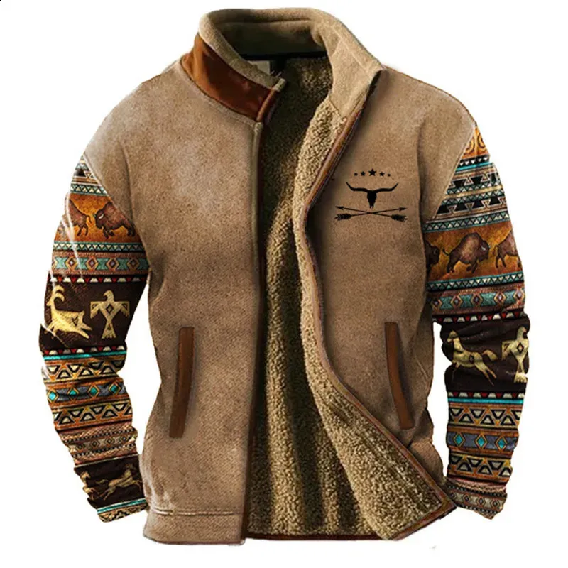 Mens Outerwear Jacket With Plush Inner Hair And Gallbladder Ethnic