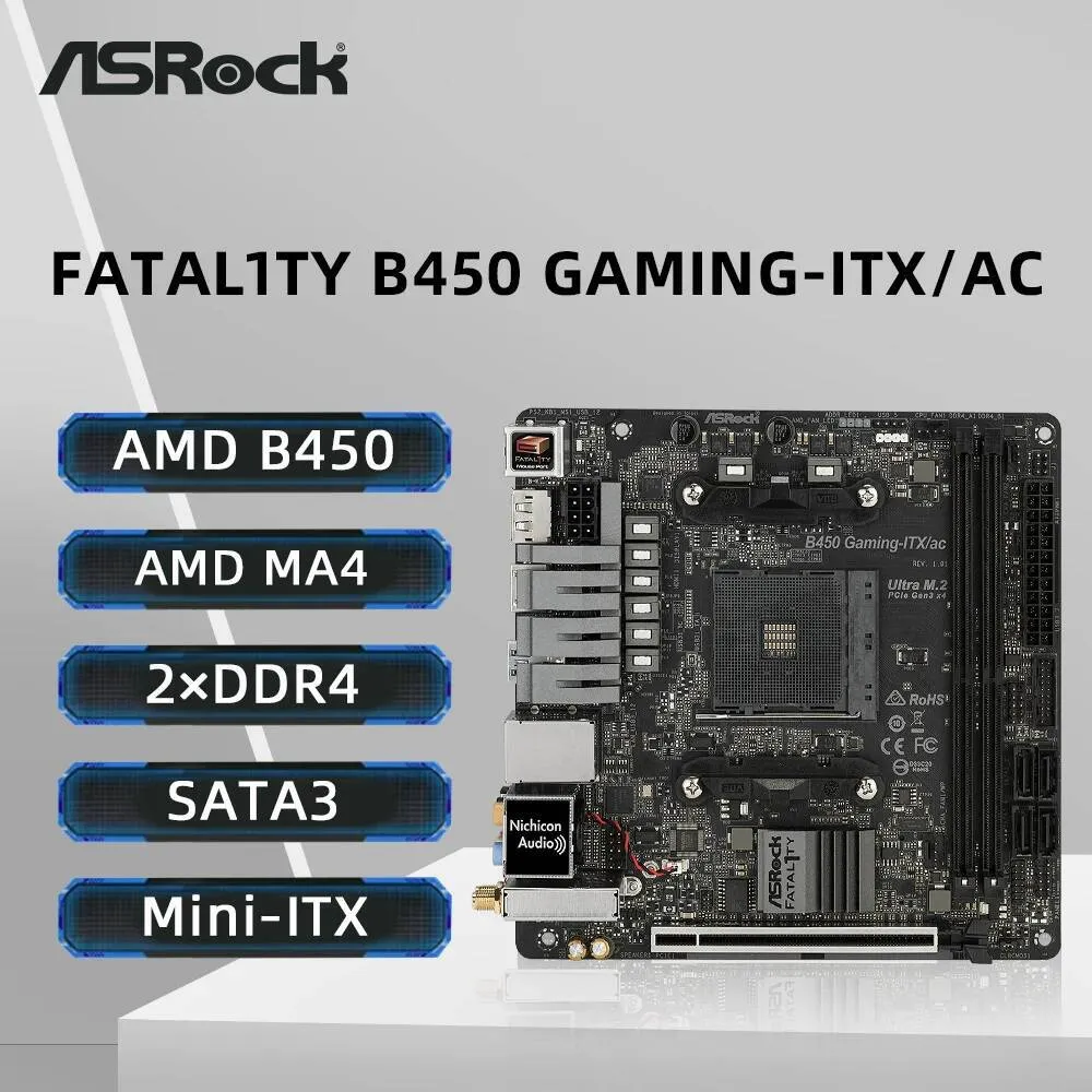 Mini Itx Asrock B450 ASROCK B450 Gaming ITX/AC Socket AM4 يدعم