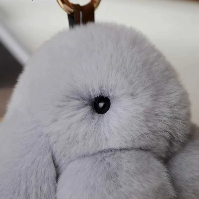 Plush Bunny Keychain 10 cm Short Leg Long Hair Brown Rabbit Key Ring ...