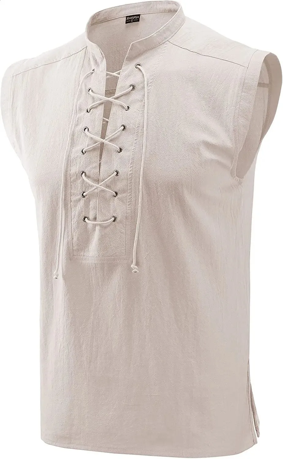 Chaleco Medieval Para Hombre Sin Mangas - Estilo Gótico, Cuello Alto, Color Blanco, Talla M