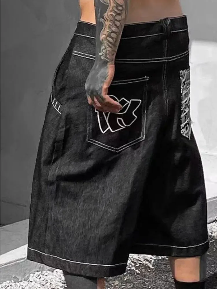 パンツ Y2K Slacks Baggy Shorts Black archive Y2K Mens Black Baggy Jeans Shorts Mens Summer From Kuo03, Rs