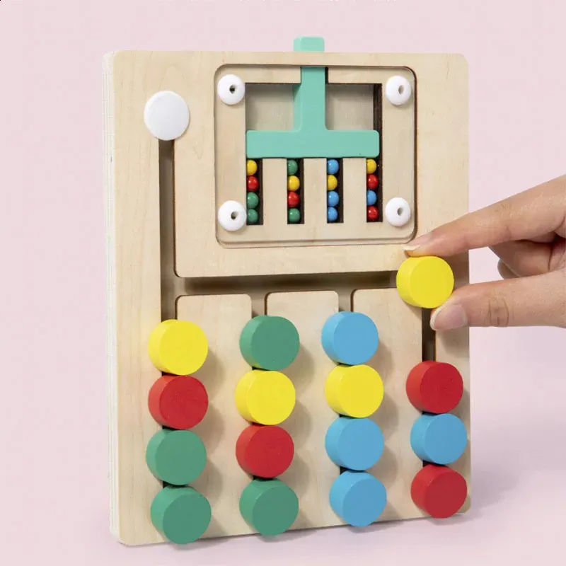Wooden Montessori Colors Cognitive Matching Game Early Learning ...