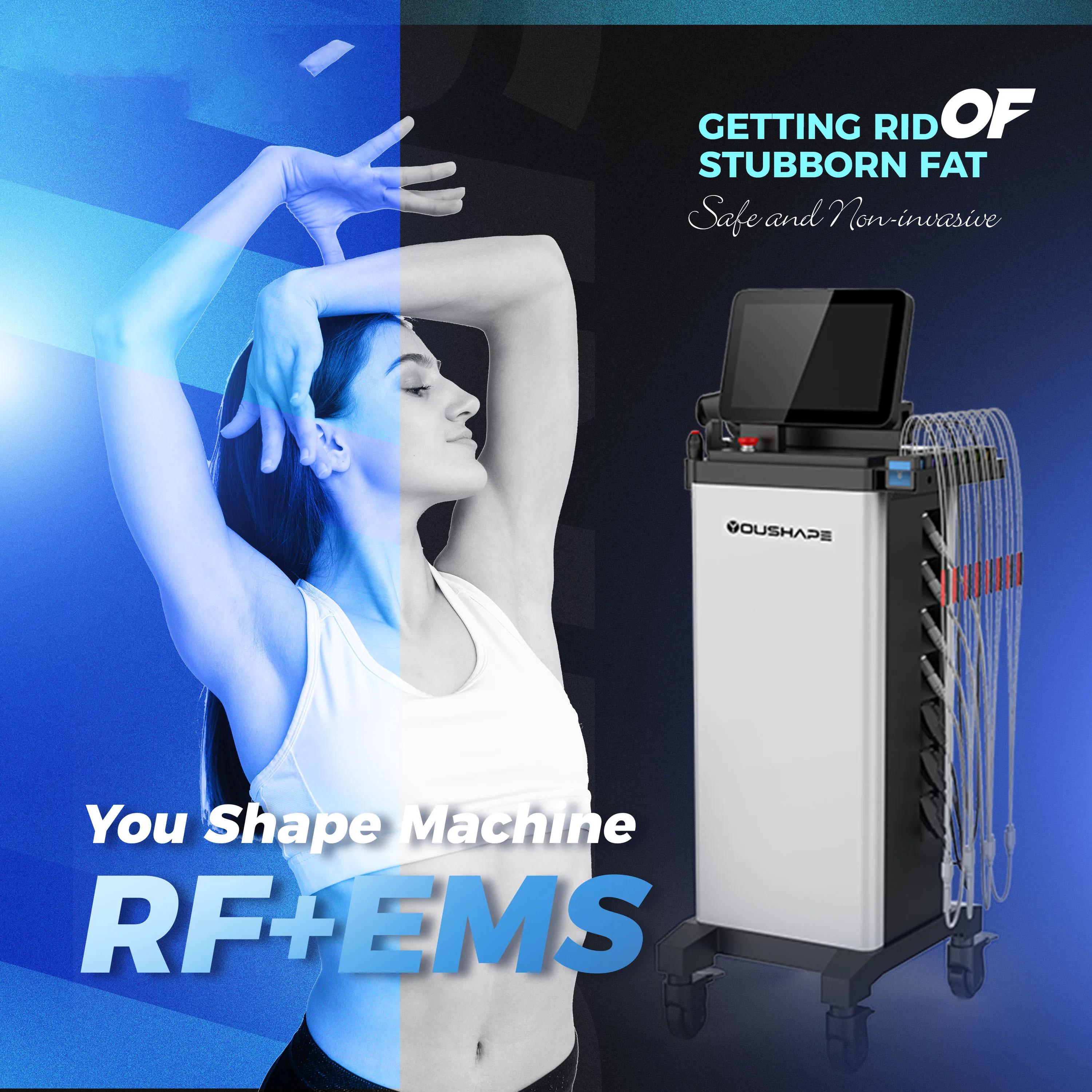 RF and EMS Body Contouring Machine with 8 Handpieces for Cellulite ...