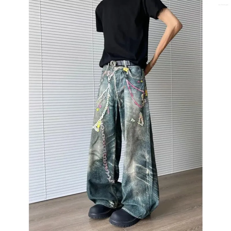 Retro American Denim Loose Fit Wide Leg Jeans Women For Men And