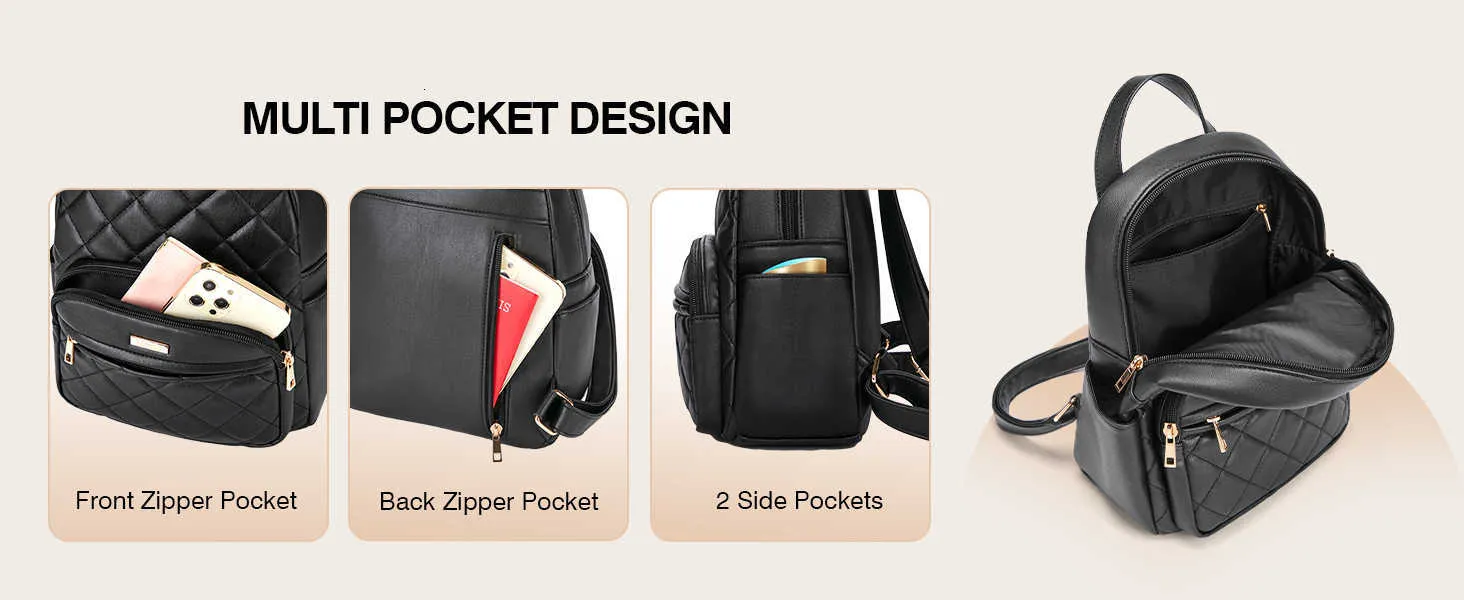 Mini Backpack Purse Women Lightweight Vegan Leather Small Daypack Multi Pockets Melie Bianco Maxine Vegan Leather Mini Backpack: Blush Pink  main image 2