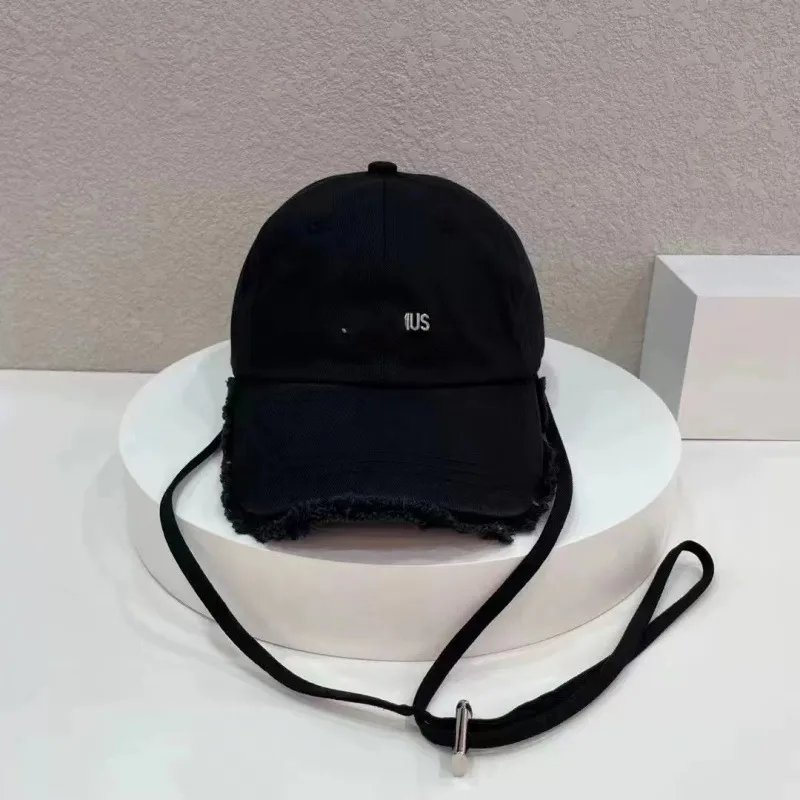 Ball Cap Rope Wind rope ball baseball cap with raw brim and lanyard for men and women ...