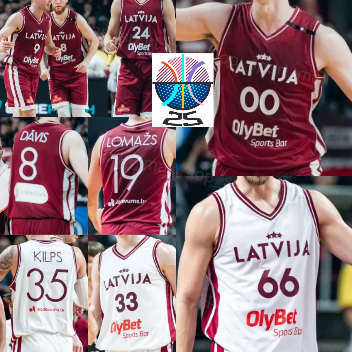 【海外Lサイズ】RLPC ＮＺ・キウィズ '24 バスケットボールシャツ Print Latvia 2025 26 EuroBasket Basketball 28 Marcis From
