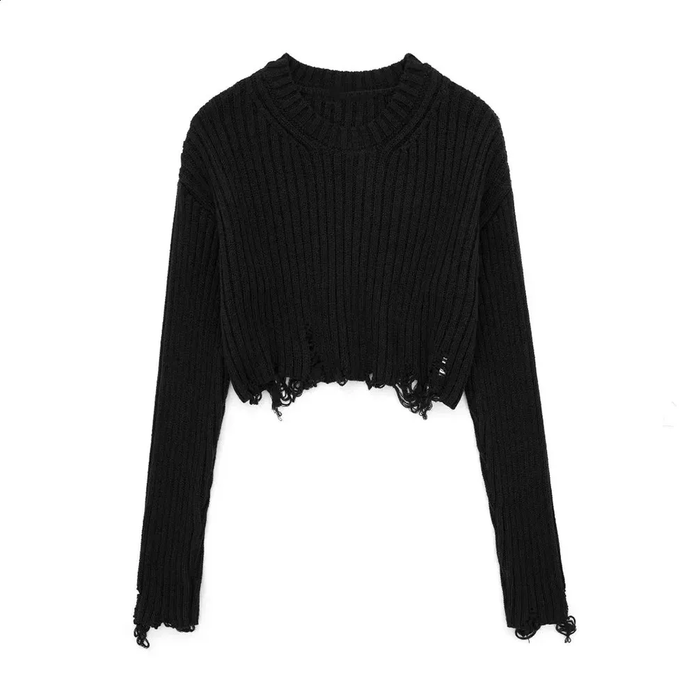 women-cropped-pullover-sweater-vintage-ripped-knit-o-neck-long-sleeve