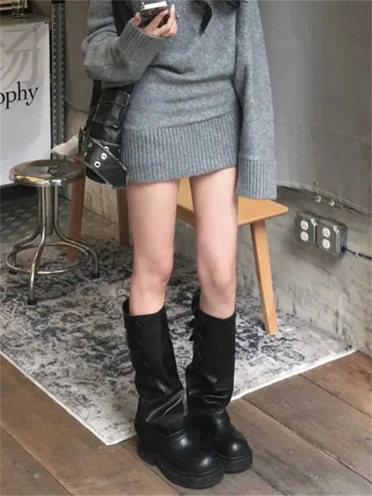 Bottes Femme Cavalier Longues Slimming Tendance Coréenne_voghion.com