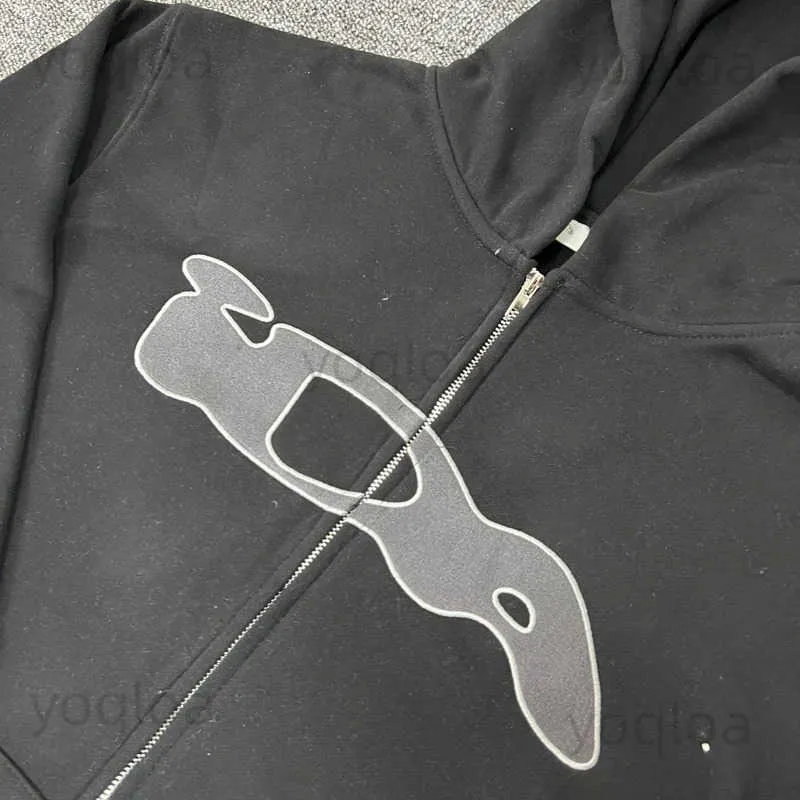Black Ida Sply Knit Zipper Hoodie Pullover with Wool Liner for Men