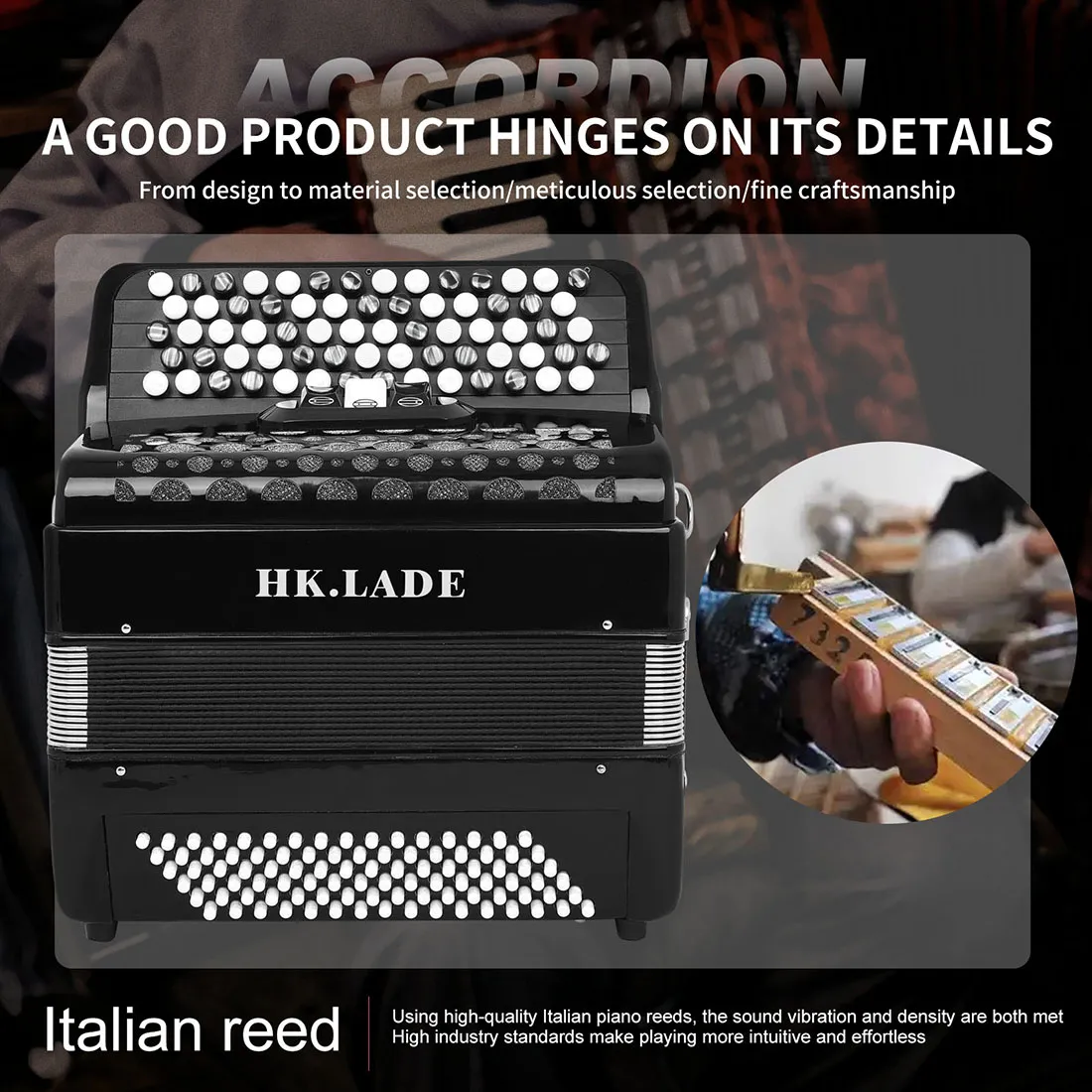 HK LADE AH 220 Professional Bayan Accordion 69 From