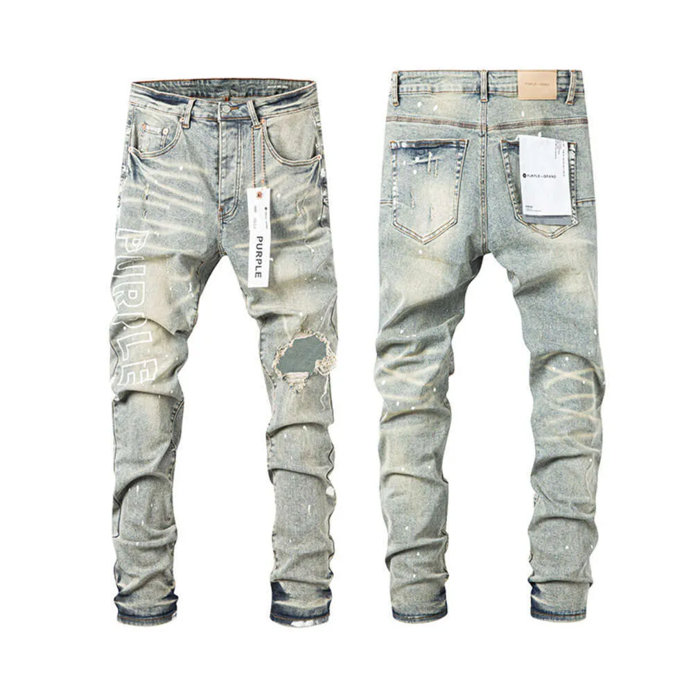 Purple Jeans Straight-Leg Vintage Ripped Denim for Men in Hip Hop ...