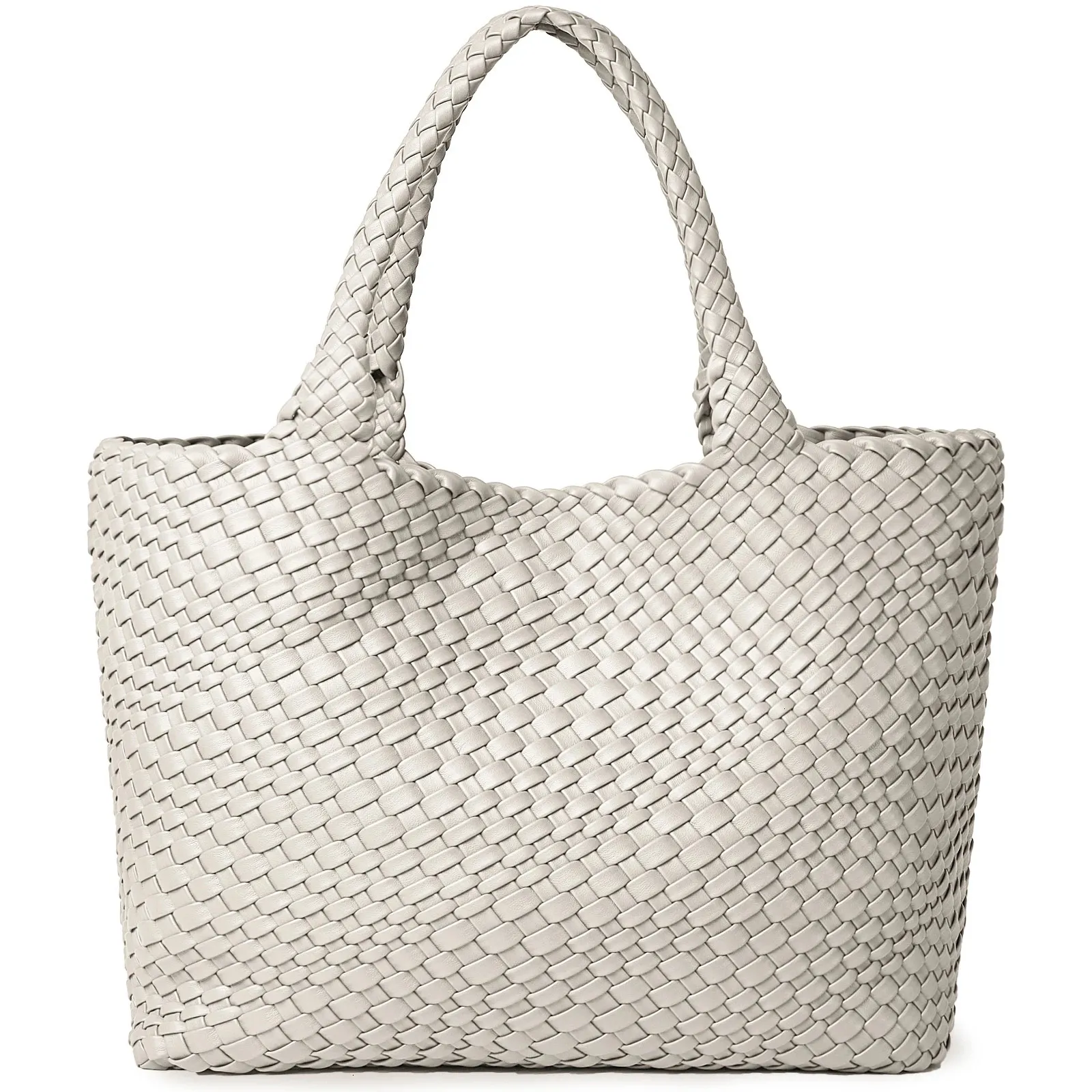 Borsa tote estiva in pelle, borsa a tracolla da spiaggia in paglia, borsa tote da città in rafia all'uncinetto - Italia