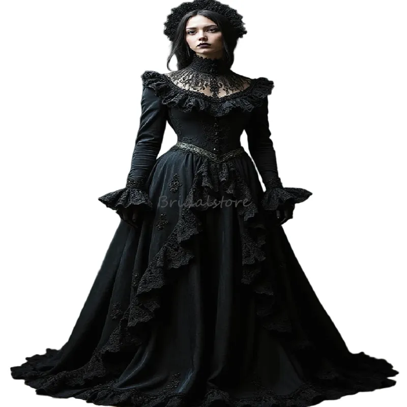 Witchy Gothic Black Wedding Dress Elegant Lace... From 119,54  | DHgate