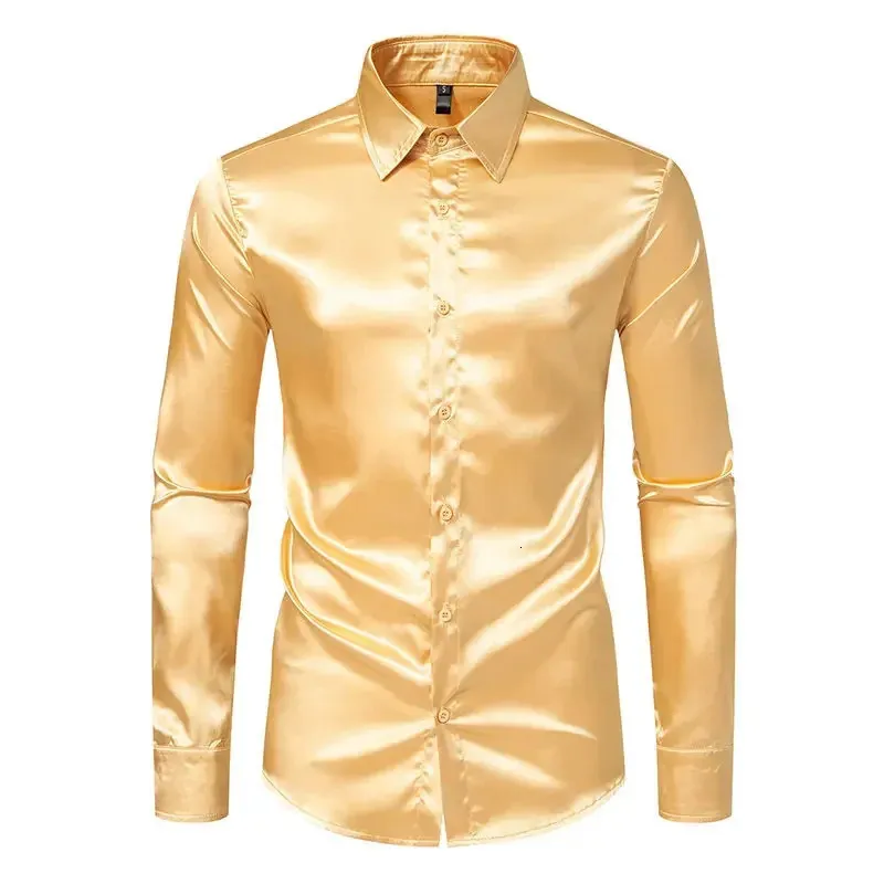 mens gold satin dress shirt Amazon.com: Solid Color Silk Shirts Mens Long Sleeve Suit Dress Shirt  Wedding Prom Shirt Business Formal Shirt SCY-1662 S : Clothing, Shoes &  Jewelry