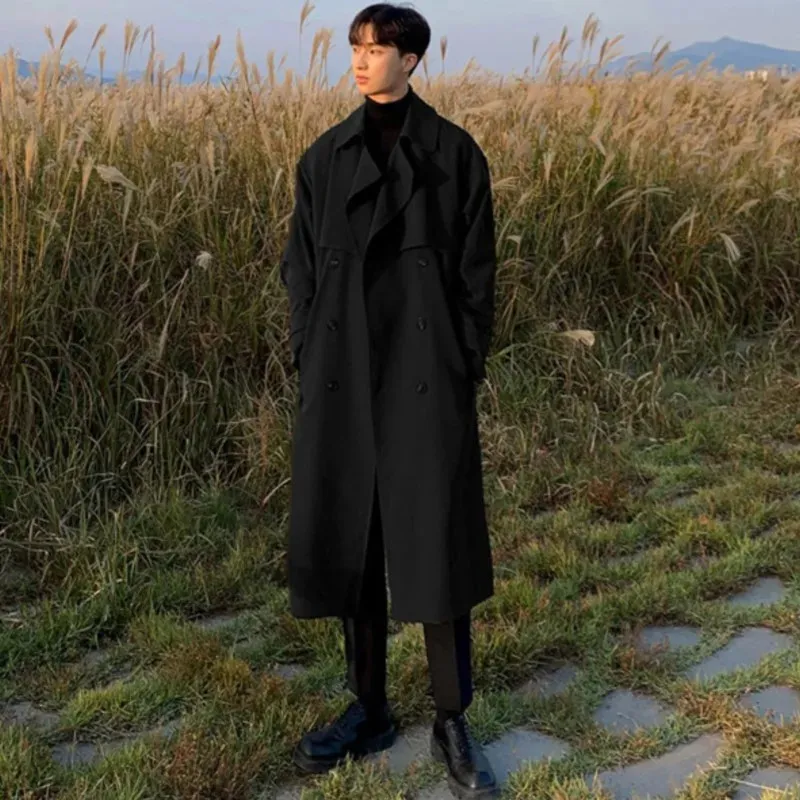 Trench Coat Trench Men Overcoat Male Long Windbreaker Streetwear Men Coat Outer Wear Clothing