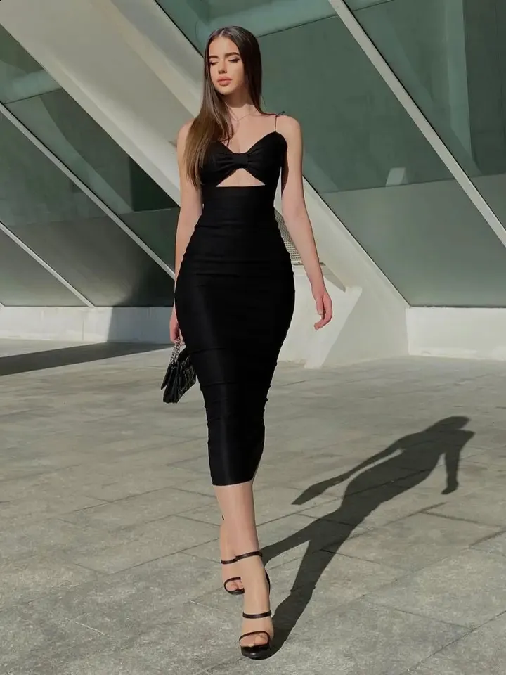 Bodycon Bandage Knit Midi Dress Womens Black Sleeveless Patchwork Cut Out  Floor-Length from Dhgate Basic & Casual Dresses - price 71.94