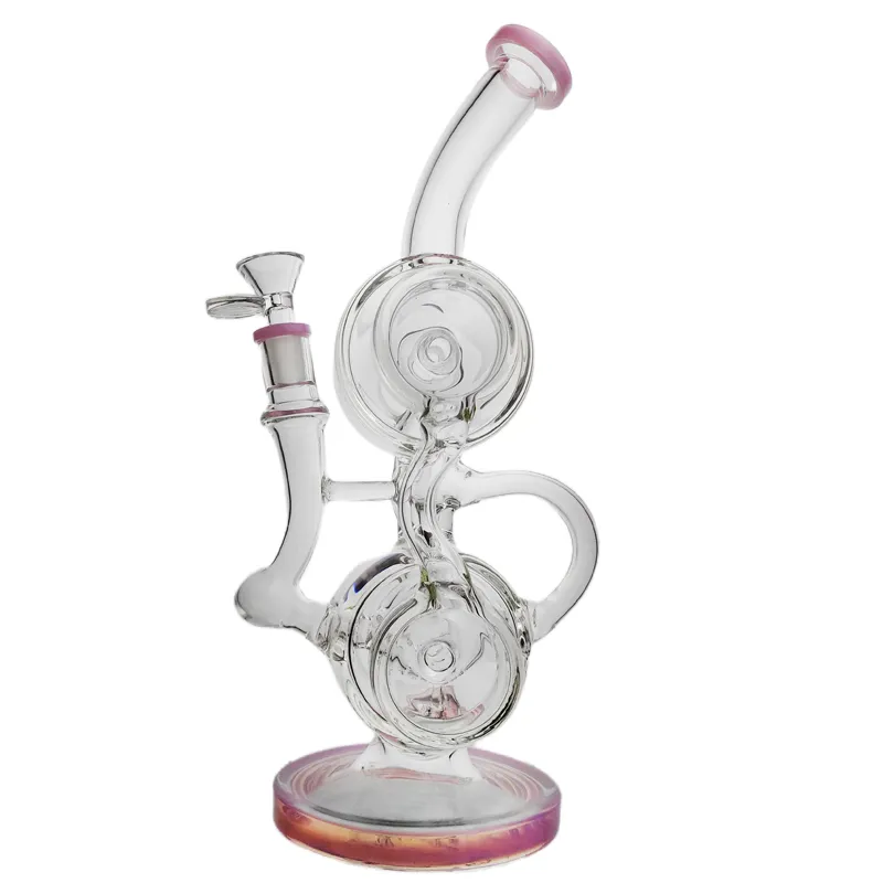13 Sturdy Round Base Hipster Glass Water Pipe In Pink, Blue
