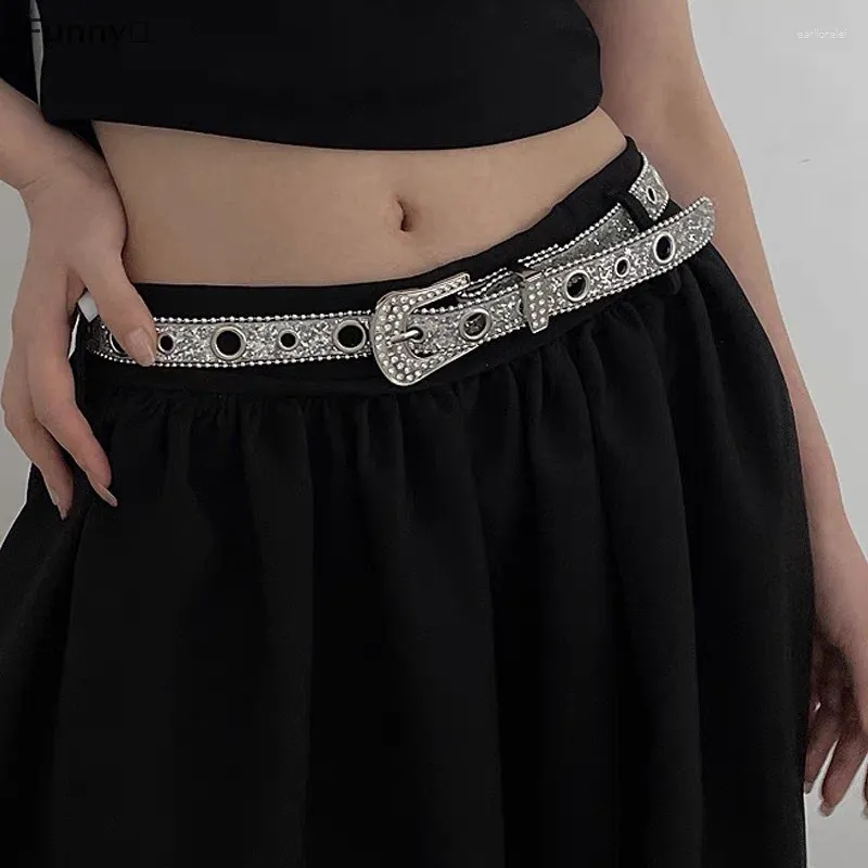 Belts Y2K Women Fashion Solid Print Studded Full... From  display picture 2