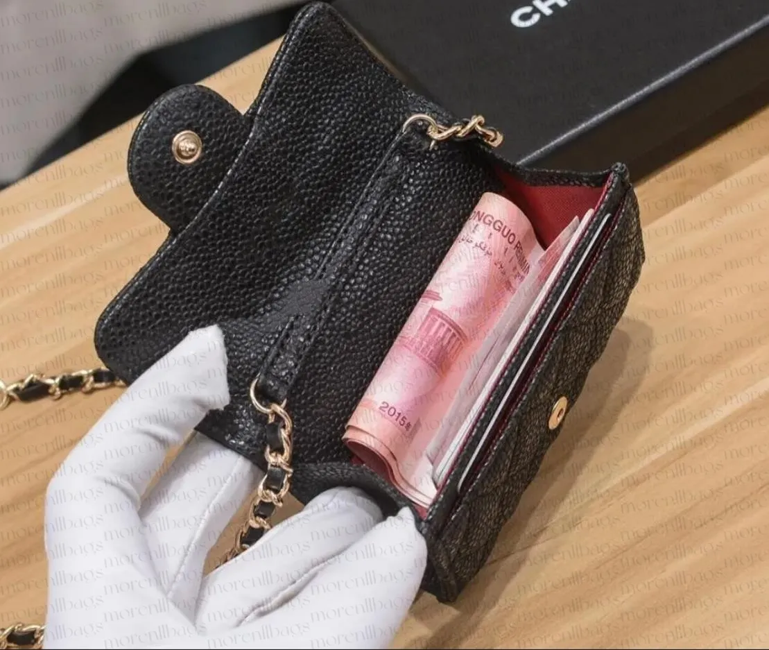 Fashion Selling Classic Upgraded magnetic hardware womens chain wallets Top Quality Sheepskin Luxurys Designer bag Coin Purse Card Holder With box