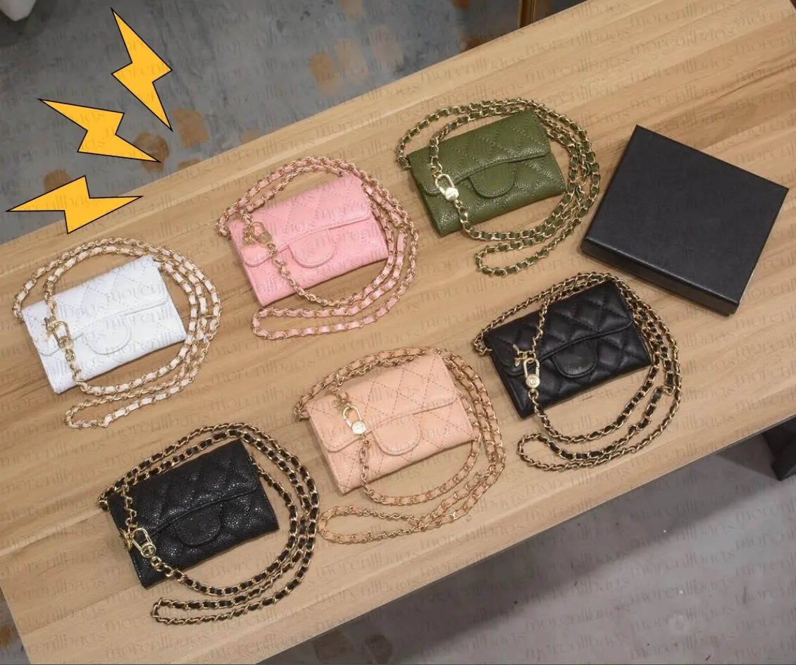 Fashion Selling Classic Upgraded magnetic hardware womens chain wallets Top Quality Sheepskin Luxurys Designer bag Coin Purse Card Holder With box