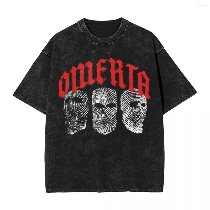 Wholesale Mens Washed Cotton T Shirt Omerta Maes Song Design