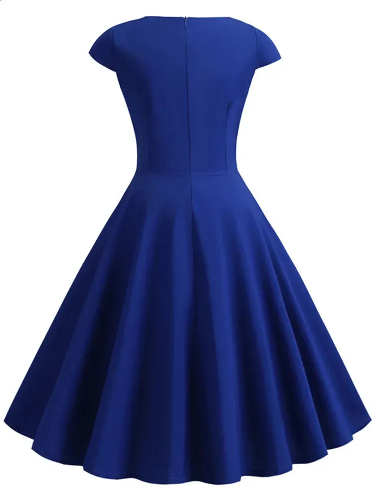 Summer Dres Hepburn Vintage Rockabilly Pin Up Dress Femme Casual Retro Elegant Party Midi Sundress 250303