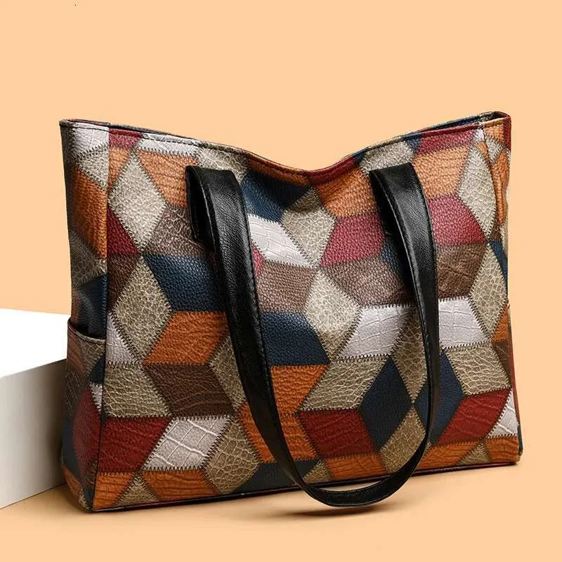 Bolsa Cruzada Bolsos Cuadrados Grandes Bolso Colorido De Mosaico Para Mujeres Bolsa De Hombro A Cuadros
