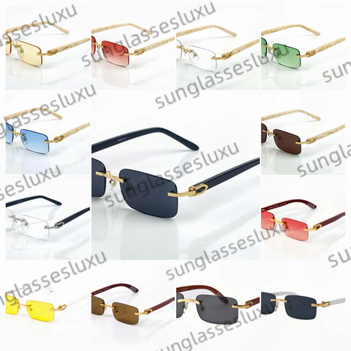 Gafas De Sol Cuadradas Sin Borde Para Hombres: Lente Azul