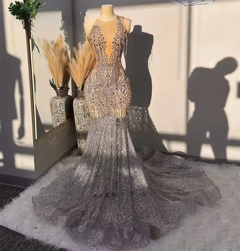 Sparkly Silver Sequin Long Prom Dresses 2025 Luxury... From Queenshoebox,  $188.68 | DHgate.Com