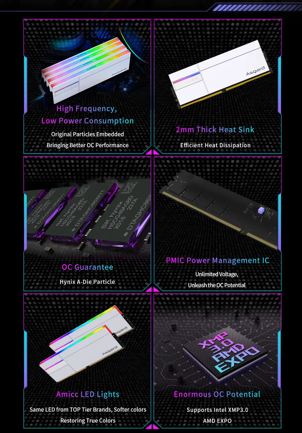 メモリー Asgard Valkyrie II DDR5 6000MHz CL28 32g Asgard Valkyrie II Memoria Ram DDR5 RGB RAM Memory DDR5 RAM PC