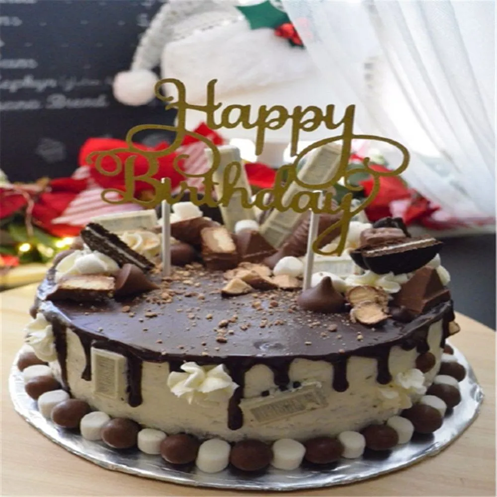 Decorazioni per torte di buon compleanno, 6 pezzi, in acrilico