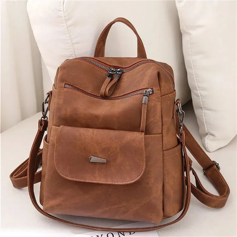 Zaino Convertibile In Pelle PU Donna – Borsa 2 In 1 Design, 10 Tasche, Viaggio