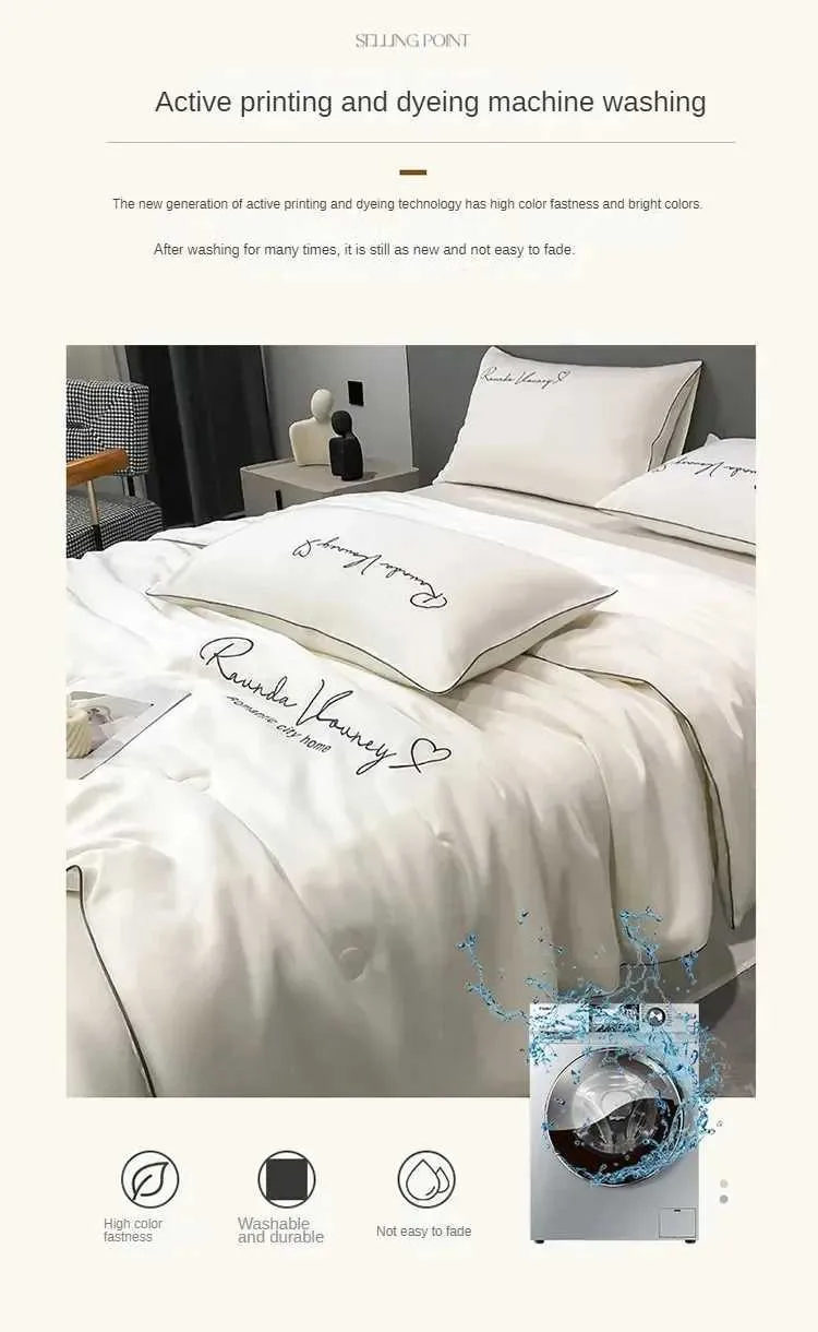 100 % gewaschene Seide, Steppdecke mit Stickerei, glatt und kühlend, seidig, einfarbig, weich und kühl für den Sommer_voghion.com