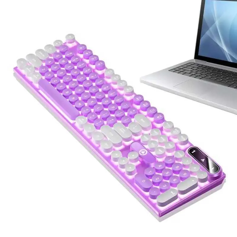 Cute Keyboards Backlit Key Caps Mechanical Keyboard With Round Keycaps ...