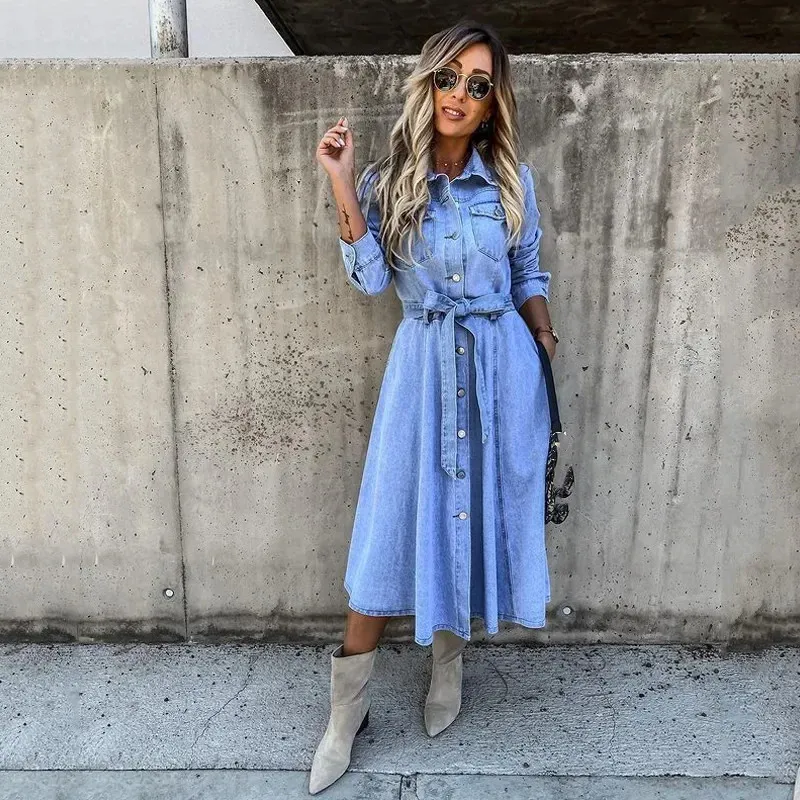 denim and chiffon dress Chiffon Dress With Denim Vest