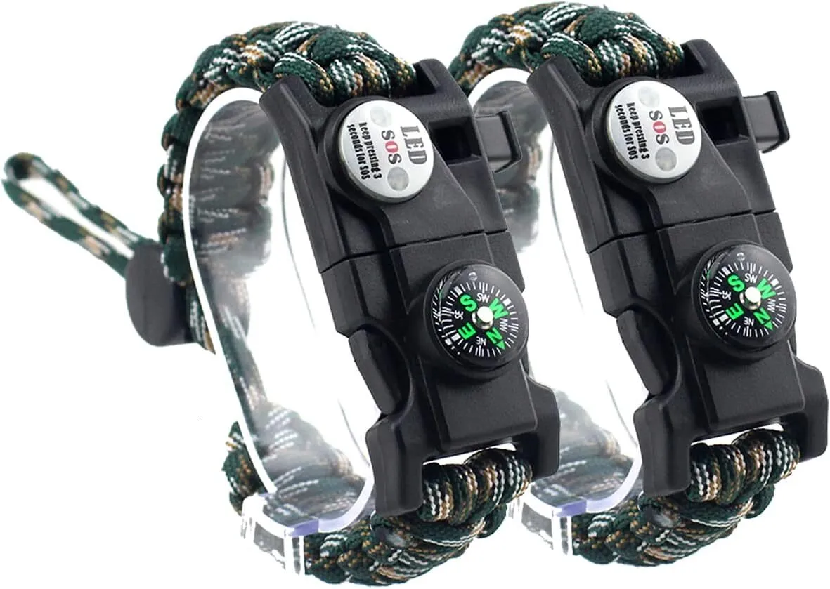 Sos Rope Survival Umbrella Rope Bracelet: 20-in-1 Adjustable AK87 Outdoor ...