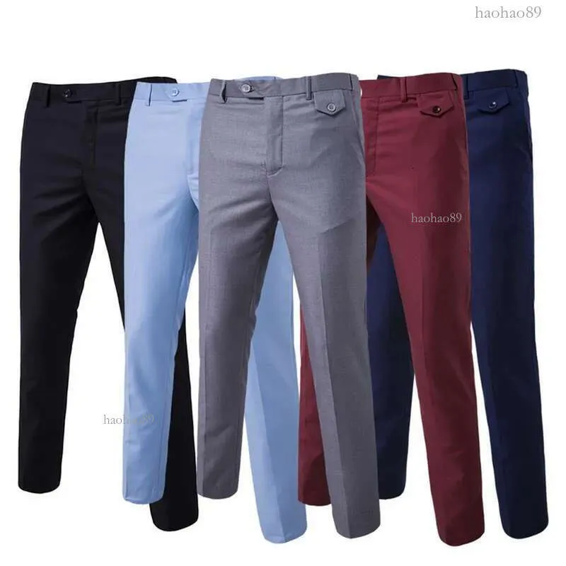 Formal Dress Pant Men Flat Slim Business Man Suit Pants Summer Thin ...