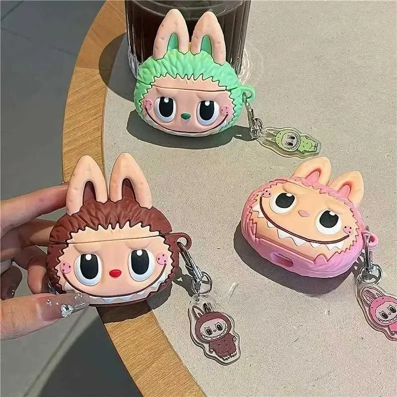 3D Labubu Cartoon Silicone Cute Earbuds Case With Pendant