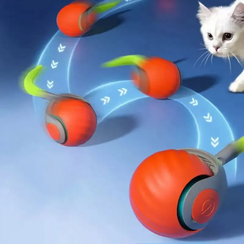 Potaroma Moving Ball Cat Toys With Feather Tail