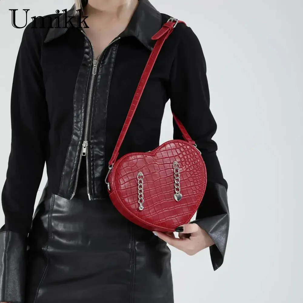 Bolso De Piel Sintética Con Estampado De Corazón Rojo: Bolso De Moda Para Mujer - España
