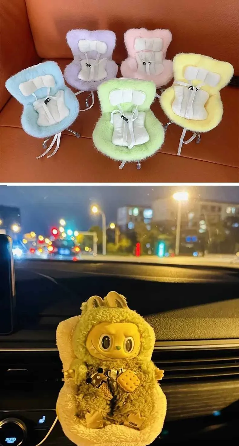 AYYKALLJ Accessories Compatible With Labubu Doll - Vent Clip For 10-17cm Blind Box Toys, Secure Doll Seat With Adjustable Safety Strap & Airflow-Friendly Design, Car Decor (Doll Not Included)(Pink