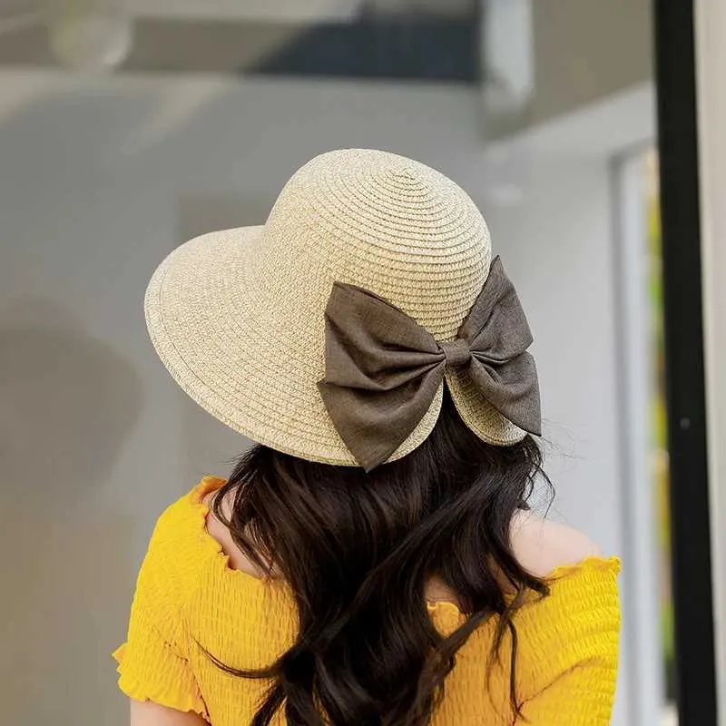 Cappello Di Paglia Da Donna A Tesa Larga - Modello Panama Fedora, Protezione Solare UV, Pieghevole Per Viaggi E Spiaggia