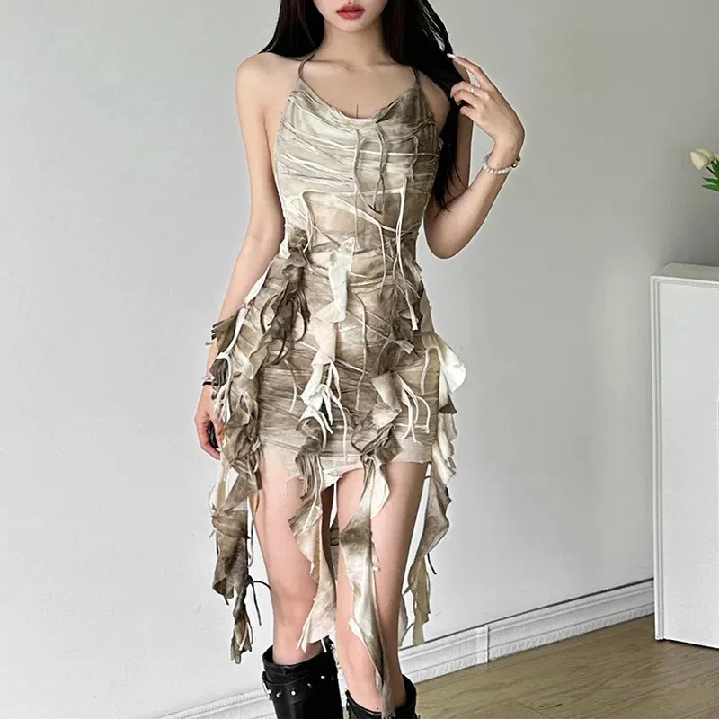 Gradient Tassel Halter gothic dress - Retro, Fashionable, and Sweet for Women's Summer - Wild Original Design
