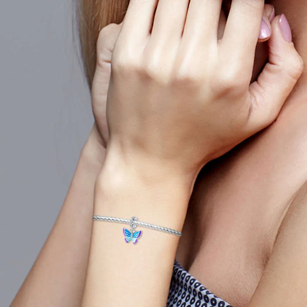 Luminous Charms Pendants Sterling Silver Bracelet Beads Butterfly_voghion.com