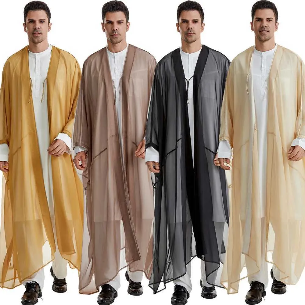 Iran Robe Men Men's Sheer Polyester Kaftan Robe – Full Length Islamic Dress For ...