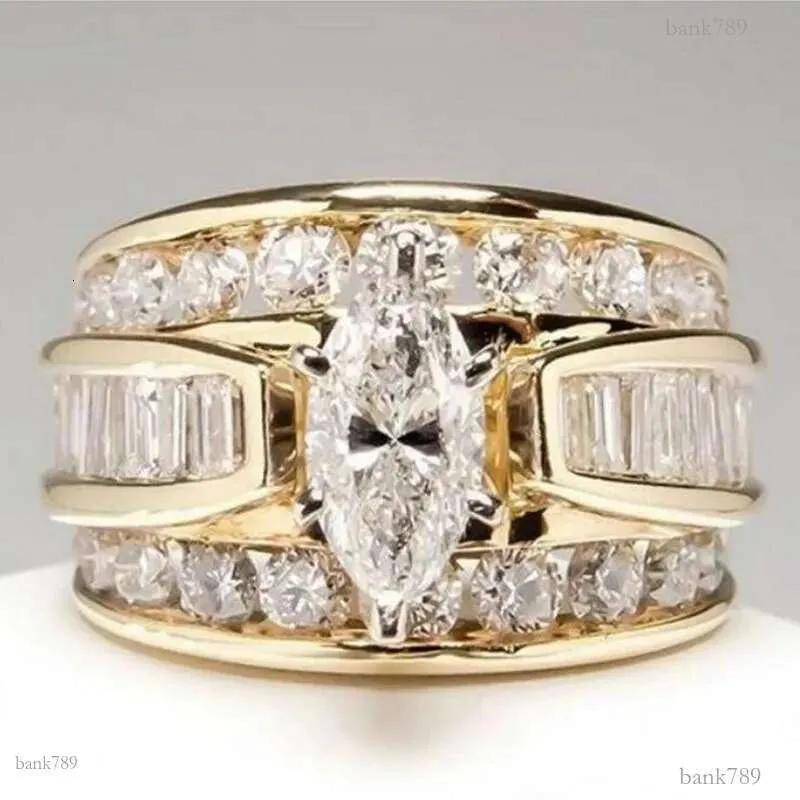 Heißer Verkauf! Neu eingetroffener Luxusschmuck aus 925er Sterlingsilber mit Goldfüllung, Marquise-Schliff, weißem Topas und Zirkonia-Diamanten für Partys, Hochzeiten und Brautpartys._voghion.com