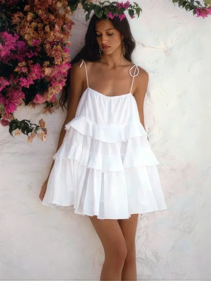 short loose dresses for women Women Summer Casual Dresses Ruffle Hem Short Sleeve Loose Swing Tunic Mini Dress