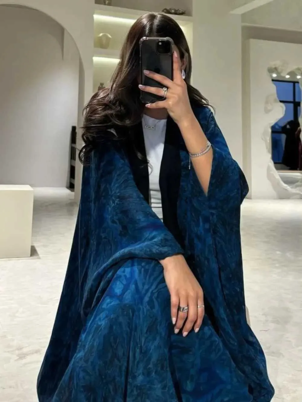 Arabie Saoudite Abaya Tie Dye Imprimé Robe Longue Femme: Robe